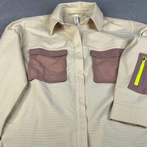 Lululemon Shirt Womens 10 Snap Utility Overshirt Contrast Pockets Shacket Safari - Picture 2 of 16